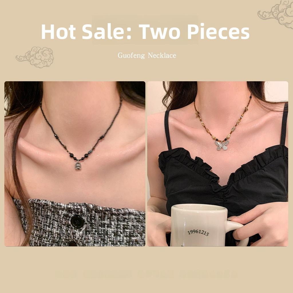 New Chinese Style Black Lion Necklace Women's Sweater Chain Fashionable Cool Luxury Minimalist Retro Titanium Steel Pendant