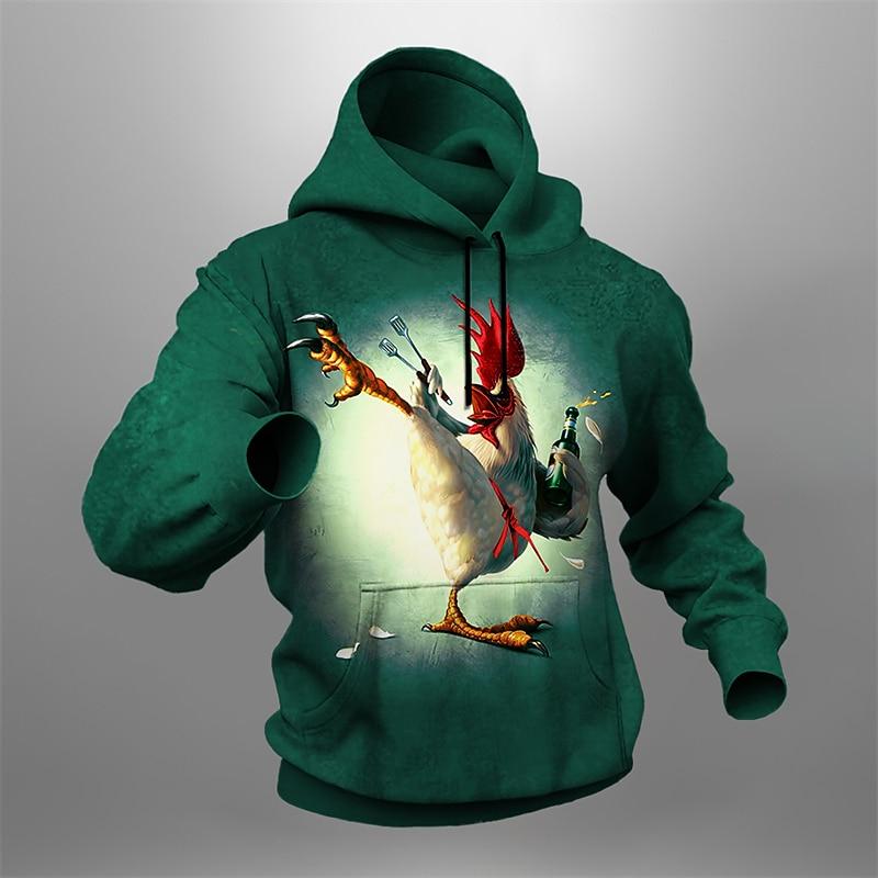 Men s Graphic Rooster Hoodie Hoodies Sweatshirt Fashion Daily Basic Casual Long Sleeve Hooded M