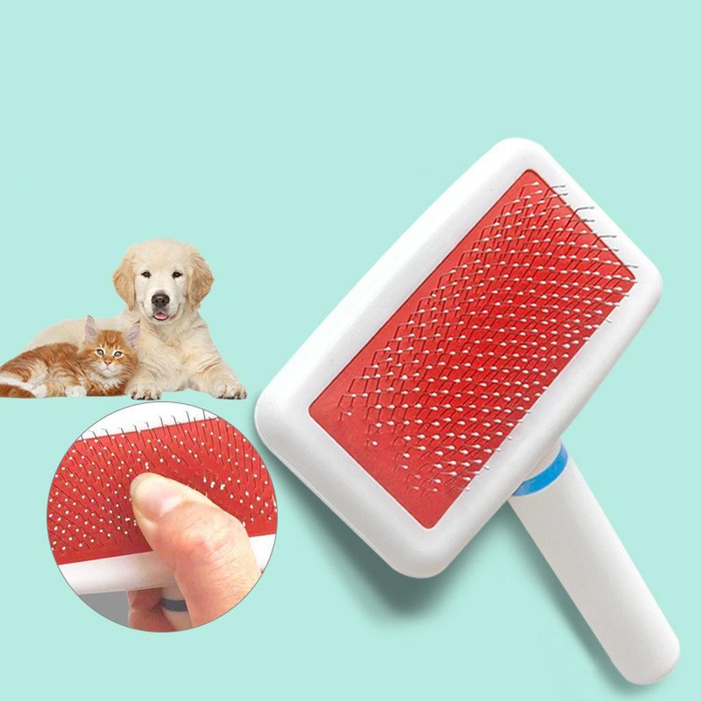 Pet Grooming Slicker Brush with Protective Tips and Air Cushion Base for Dogs and Cats Effective Detangling Shedding Removal Tool Durable Handle