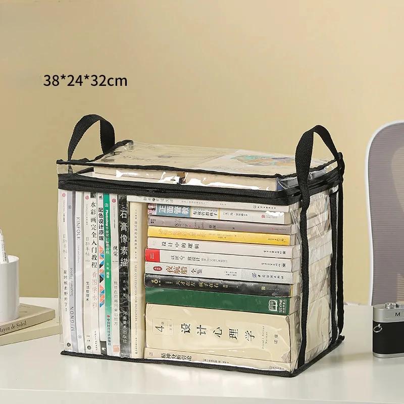 Foldable Book Box Student Dormitory Classroom Book Organizer Transparent Waterproof Household Book Organizing Storage Box