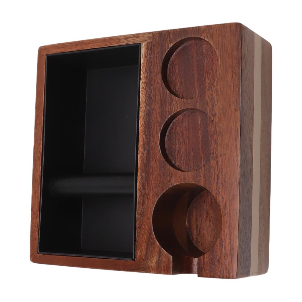 4 In 1 Wooden Coffee Knock Box Wood Coffee Grounds Container Box for Kitchen Canteen Western