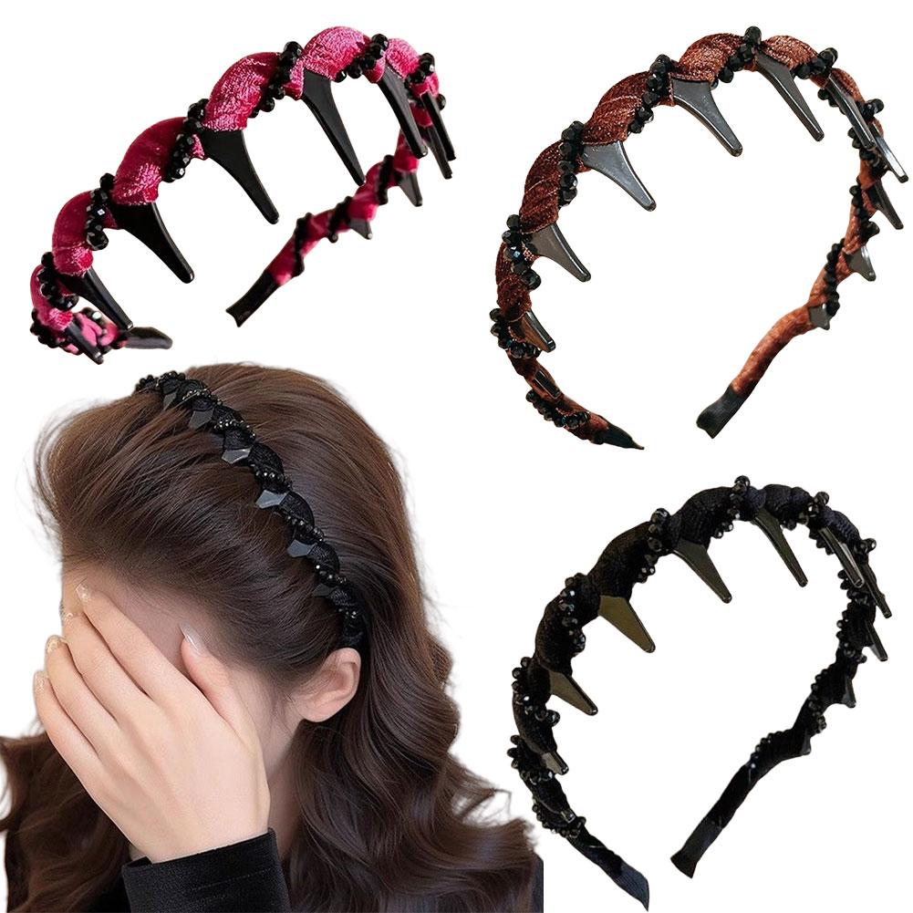 3Pcs Vintage Hairband with Teeth Fashion Non-slip Hairband Fashion Hair Accessories Gifts for Women Girls