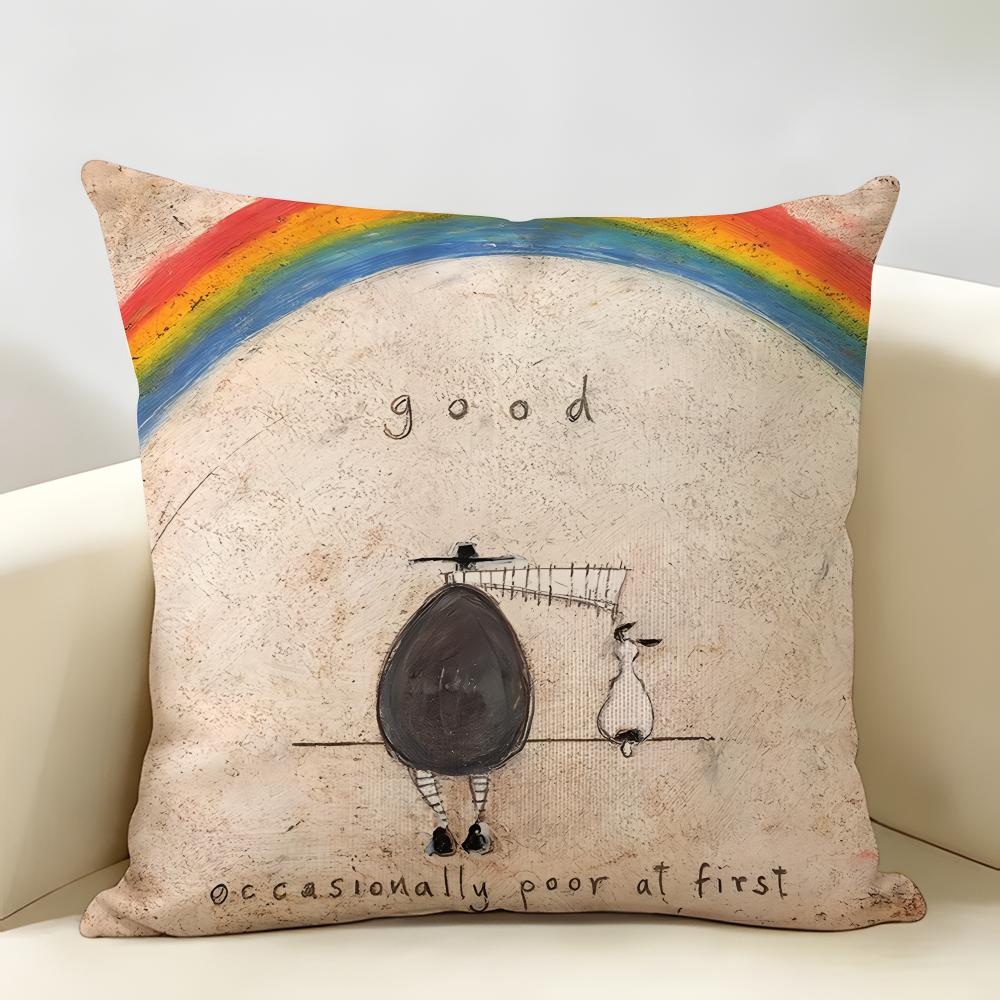 SSam Toft Art Retro Cushion Cover Natural Linen Organic Fabric DoubleSided Printing Room Sofa Decor Pillow Case