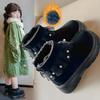 Winter Plush Boots For Girls Korean Style Trend Fashion Princess Shoes Soft-soled Thick Warm Cotton Shoes Snow Boots Kids