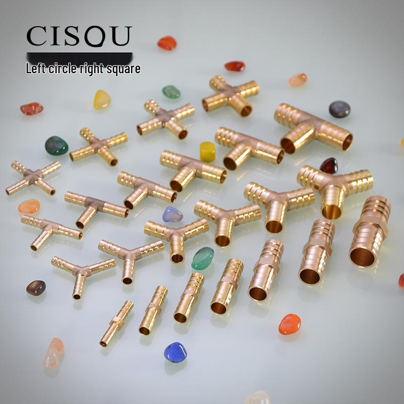 Brass Pagoda Head Insert for Gas Hose, Natural Gas Pipeline Connector 8/12, Pneumatic Fittings Inline Cross Tee