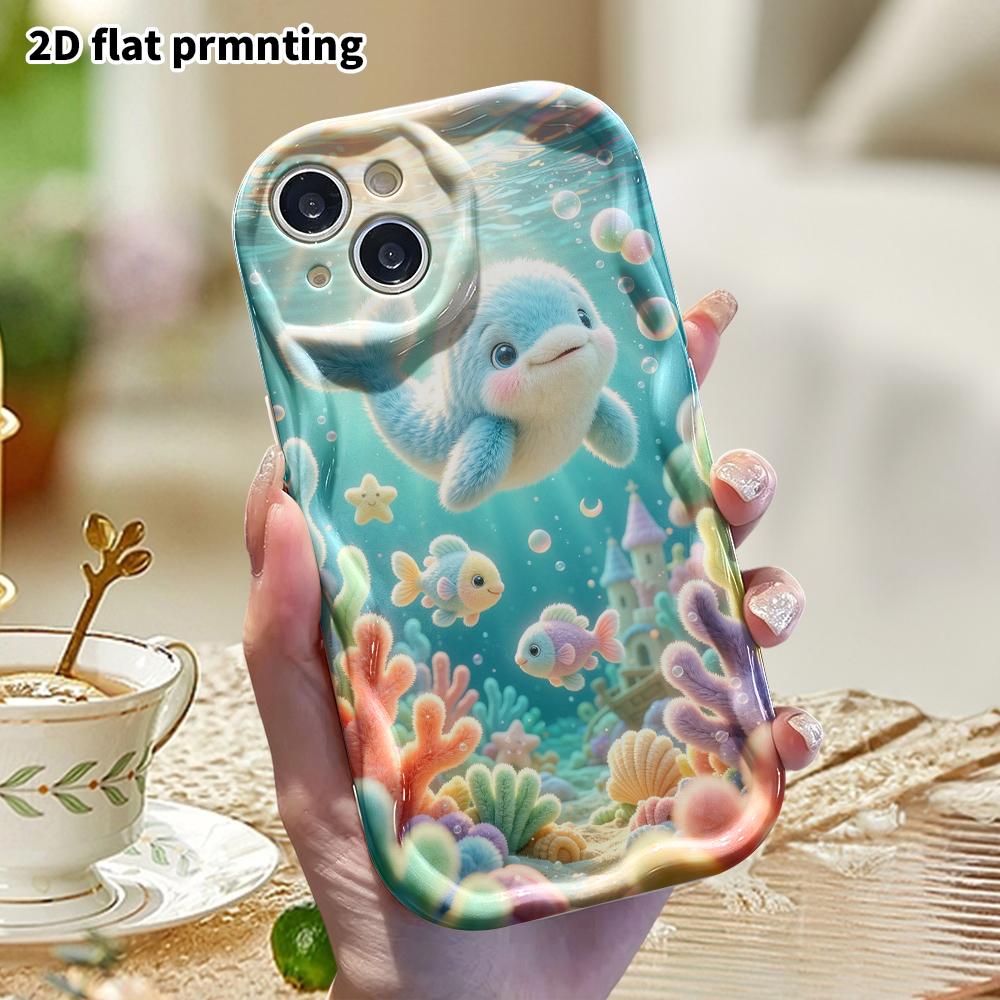 Phone Case: 2D Flat, Suitable for iPhone 18, 17, 16, 15, 14, 13, 12 Pro Protective Case, Little Dolphin Under the Sea, Perfect Christmas and Halloween