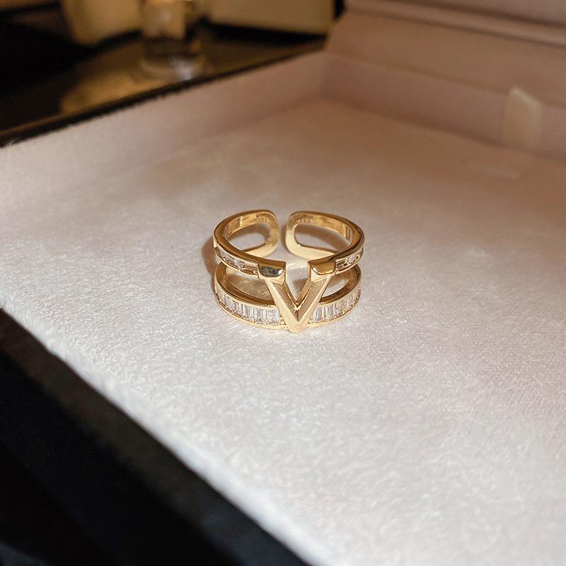 Gold-Plated Diamond Inlaid Sugar Ring - High-End Luxury Fashion Jewelry