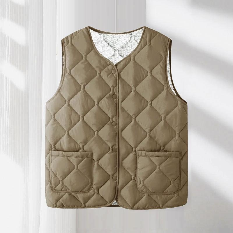 Crew neck quilted warm windproof vest down cotton vest cotton top warm jacket new autumn and winter