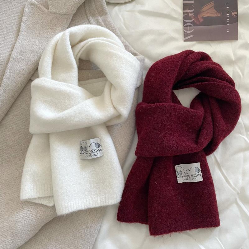 2026 New Korean Version Ins Solid Color Scarf Women's Winter Versatile Knitted Warm and Cold-proof Wool Couple Scarf Men
