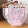 Plus-size Ladies Summer Lace Butterfly Embroidery Hollow Mesh Cotton Crotch Waist Panties