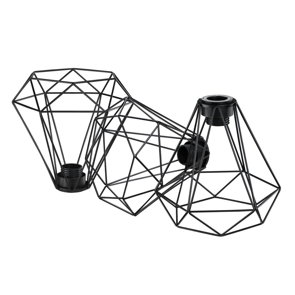 Geometric Black Pendant Light Shade Metal Edging Chandelier Home Art Chandelier Pendant Light for Living Room