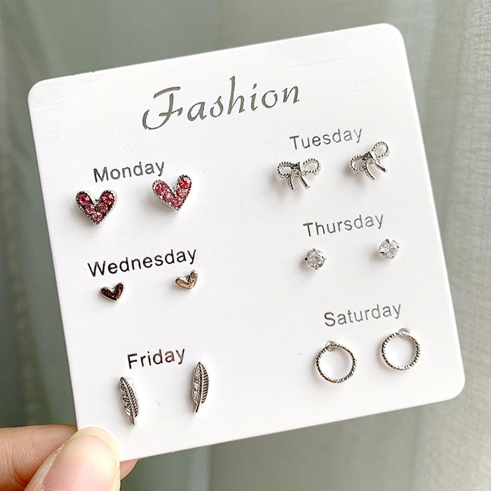 6Pairs Simple Cute Earrings Ear Studs for Outdoor Date Wear