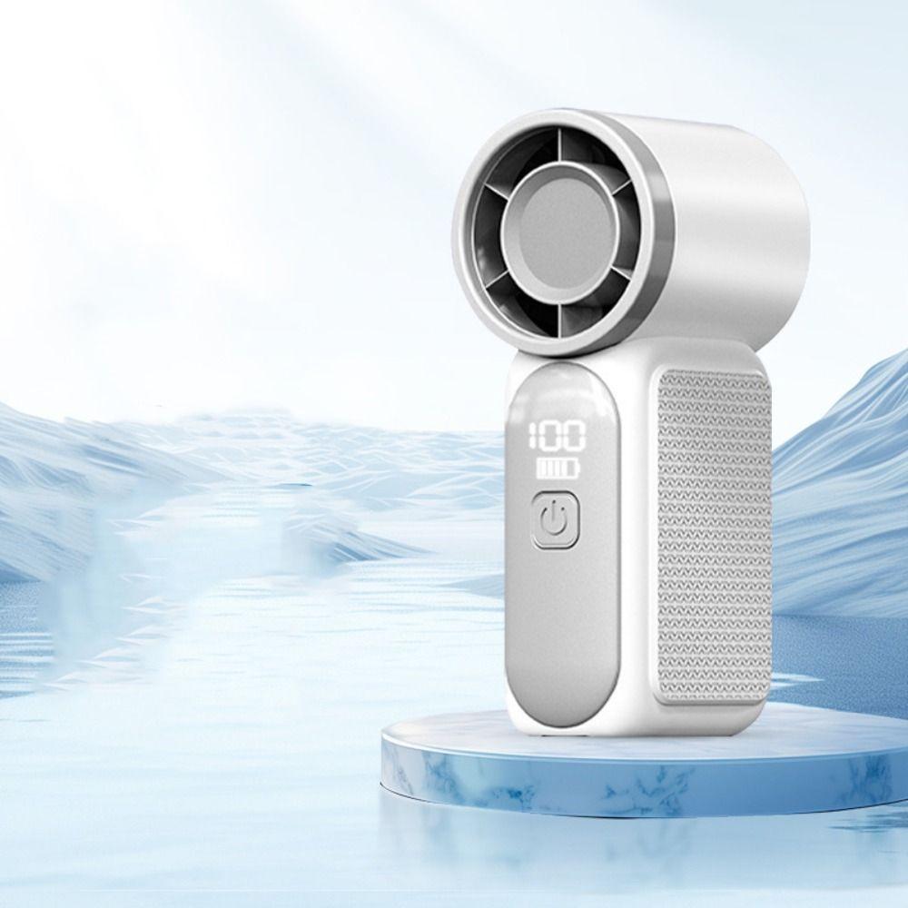 LED Display Handheld Turbo Fan 6 Gear Wind USB Rechargeable Fan Powerful Pocket Fan  Home