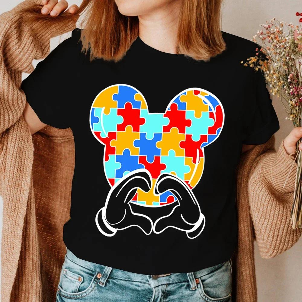 

Hand Heart Gesture Print Women Tshirts Autism Awareness Tops Casual Funny T Shirt Clothes for Lady Yong Girl Top Tee Hipster XL