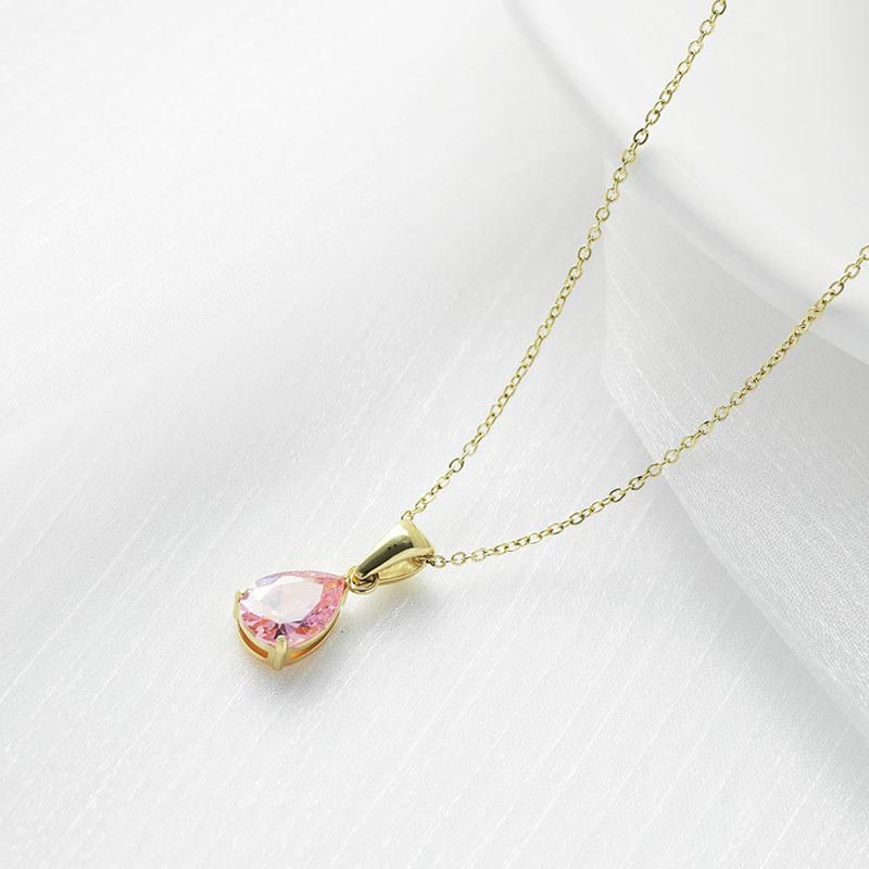 Versatile Personality and Temperament Zircon Necklace Simple Waterdrop Necklaces Fashion Age Reduction Colored Jewelry