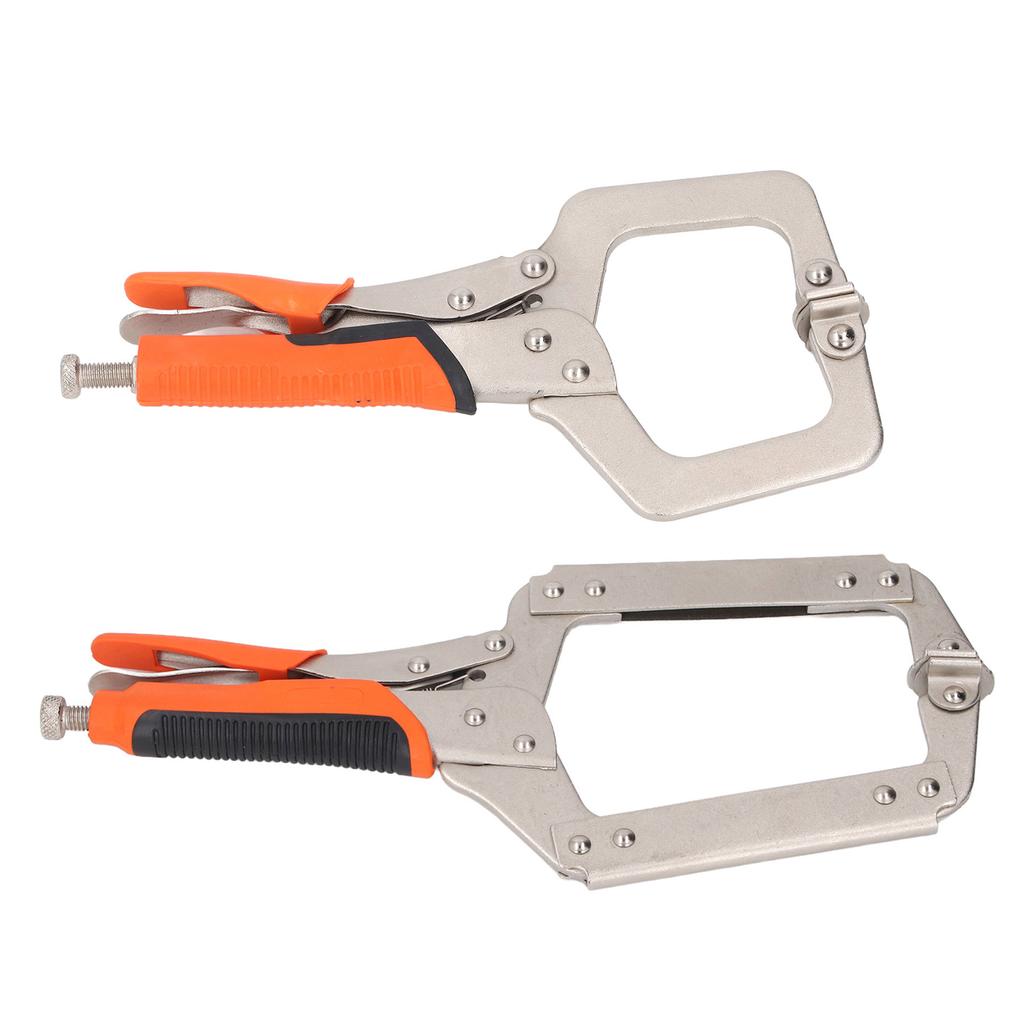 2Pcs Locking C Clamp Pliers Set Heavy Duty Woodworking Face Clamp with Rotating Pads for Welding Poc