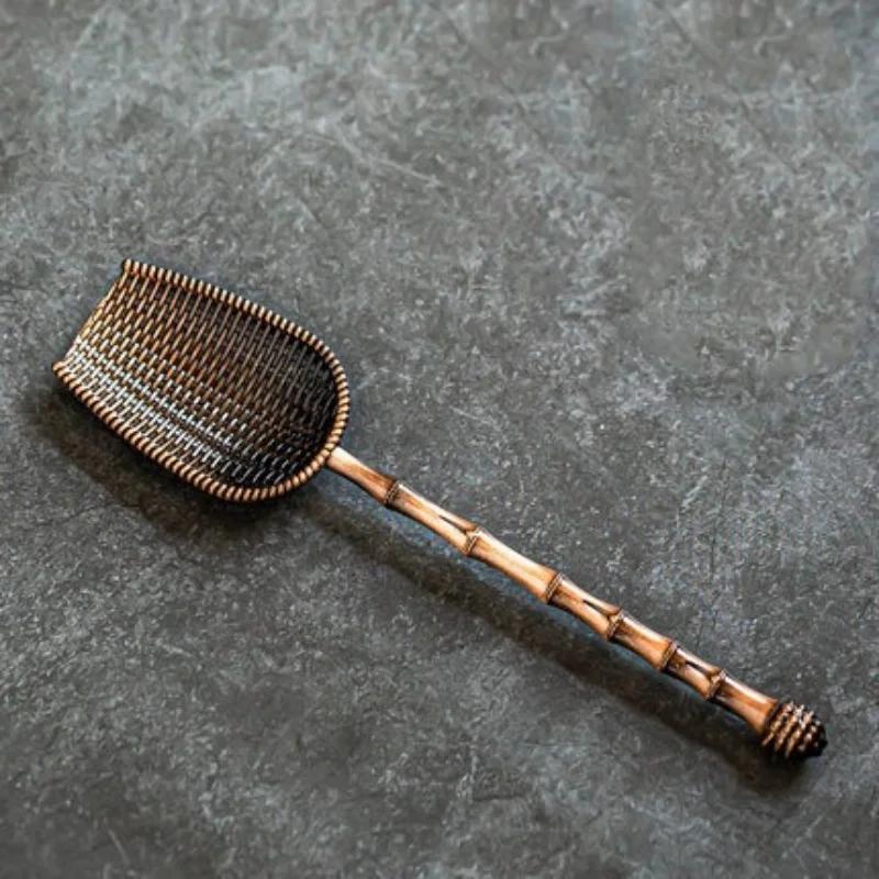 Slitinová čajová lžička Xiangyun s retro vzorem a rukojetí, různé styly čaje, čajová lžička, kung-fu čajová sada, příslušenství pro čajový obřad