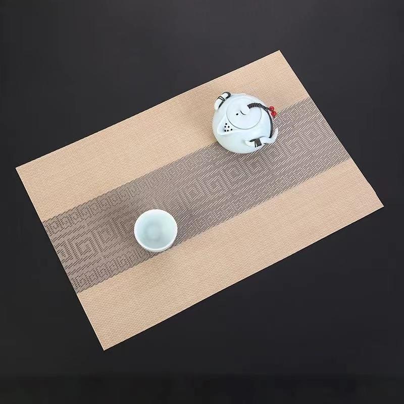 Chinese Style Pvc Table Mat Woven Waterproof And Oil-Proof Non-Slip Light Luxury Table Mat Simple Household Cup Mat 45X30Cm