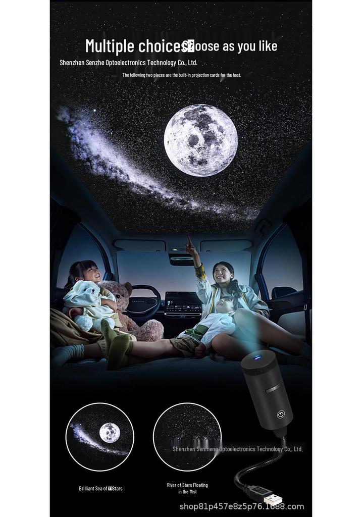 High-Definition Starry Sky Ceiling Projector Lamp - USB-Powered Night Light for Bedroom or Car Atmosphere