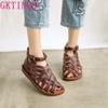 GKTINOO Women Sandals 2025 Summer Shoes Genuine Leather Covered Toe Soft Casual Walking Zapatos Mujer Plataforma Big Size 35-40