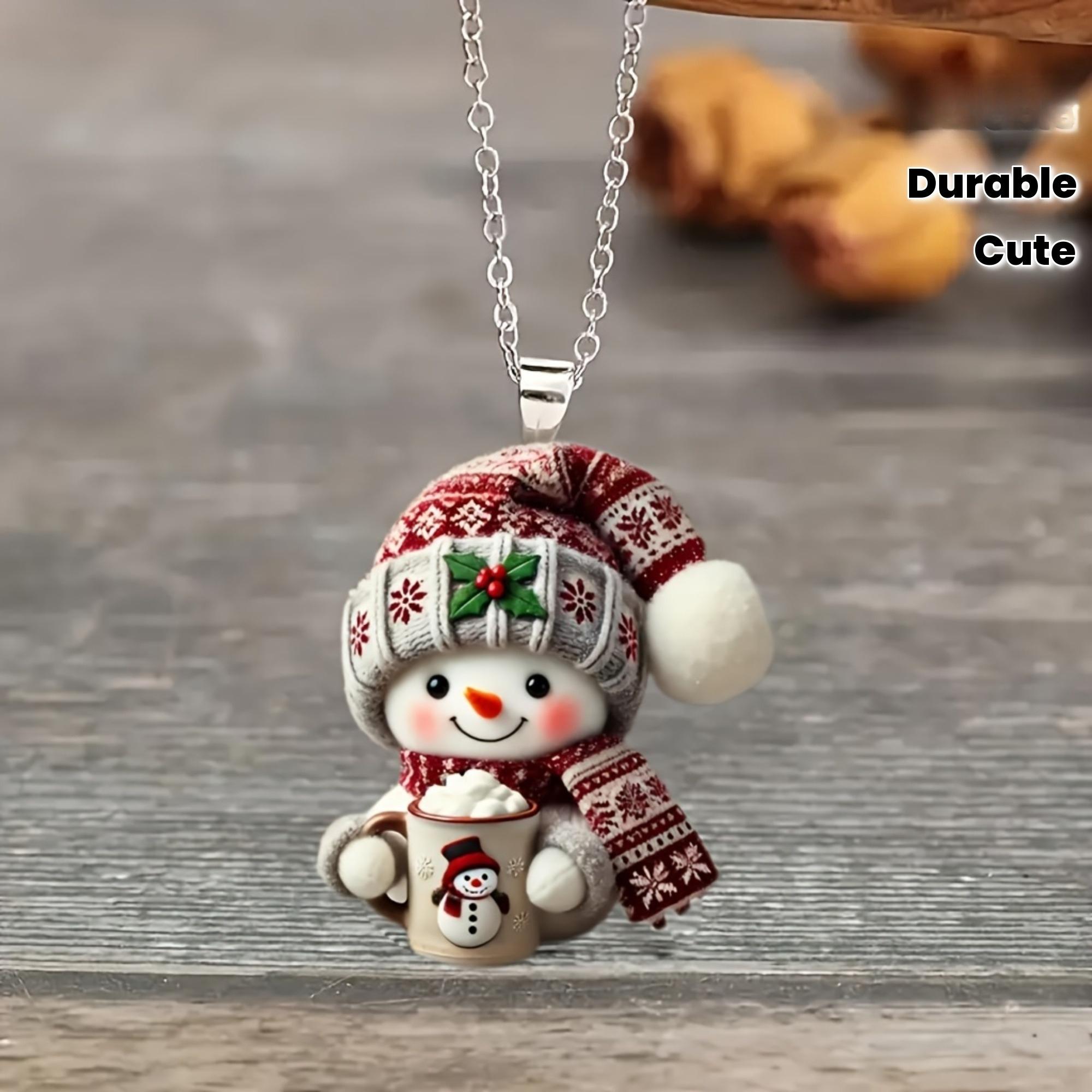 

1pc Cute Mini Snowman Ornament - Lightweight Acrylic Pendant with Chains, For Christmas Party, Christmas Decoration, Home Decor
