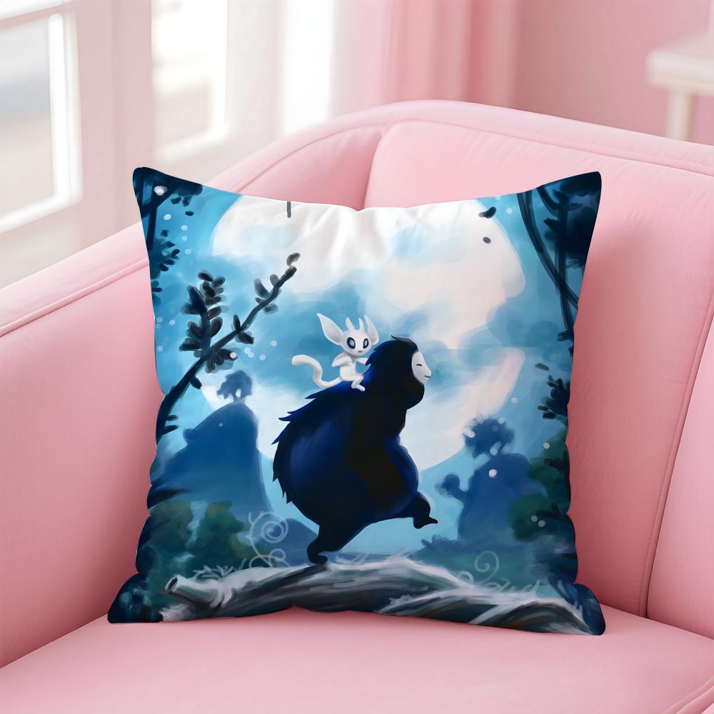 Cute Game O-Ori Cushion Cover Pillowcase Short Plush Invisible Zipper Room Sofa Cushion Cover