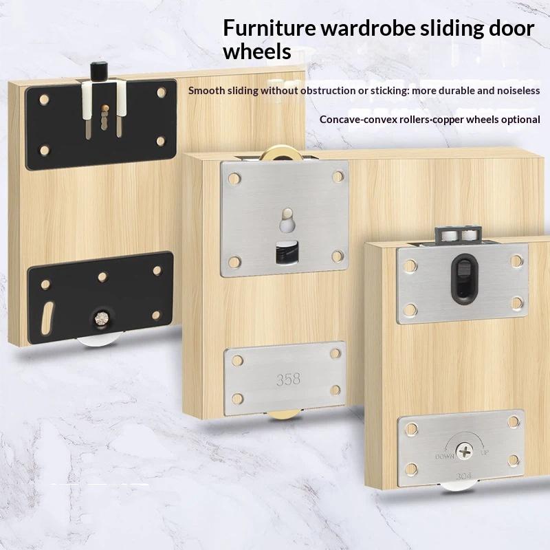 Sliding Door Wheels Pulley Rollers Stainless Steel Furniture Hardware Wardrobe Sliding Door Adjustable Wheels
