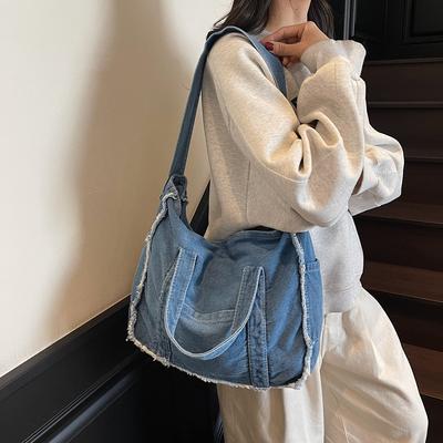 Vintage Denim Tasche Damen Schultertasche Pendler Einkaufstasche