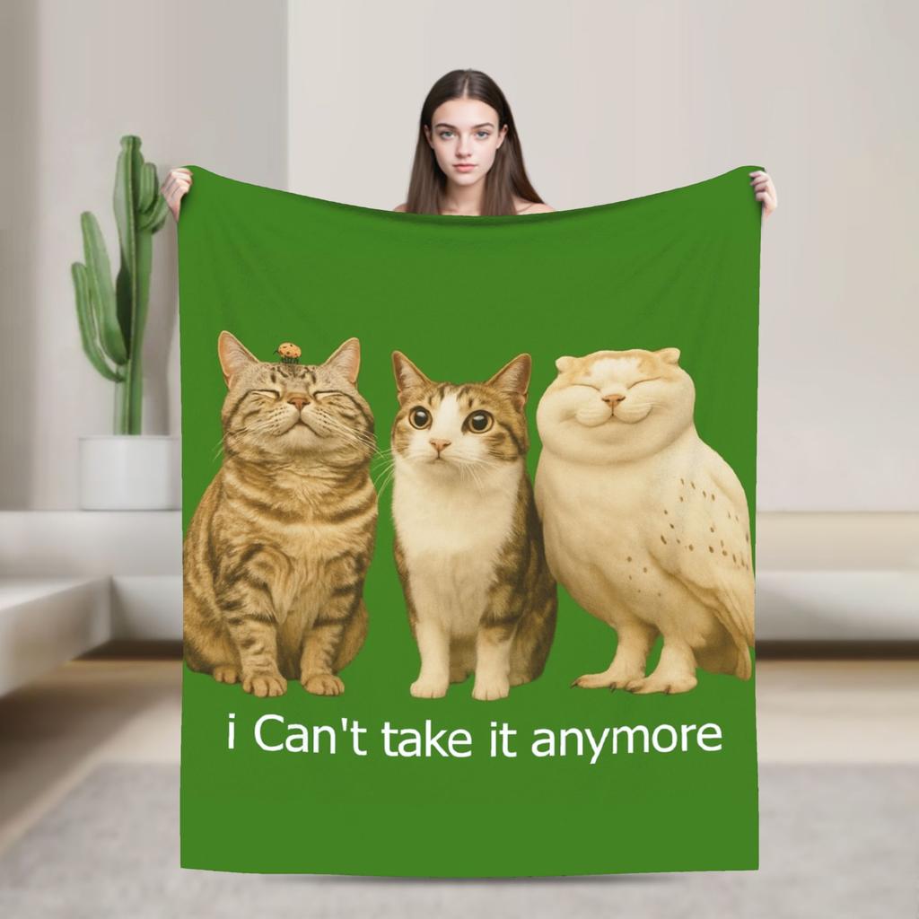 Internet Famous Meowl Cat Owl Meme Flannel Blankets Winter Soft Throw Blanket Children Outdoor Comfortable Bedspread Sofa Cover