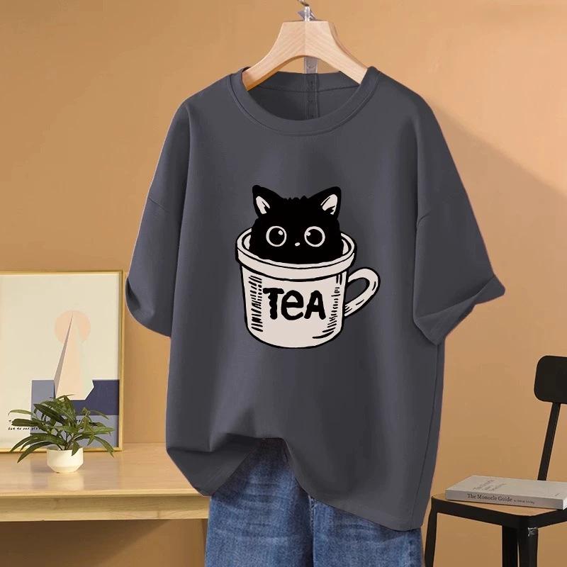 Pure Cotton Short-sleeved T-shirt for Women In Summer New Fat Mm Large Size Loose Belly-hiding Half-sleeved T-shirt Top