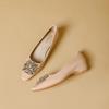 Women's Shoes Season New Rhinestone Square Head Middle Heel One Pedal Shallow High Heels Single Shoes Women