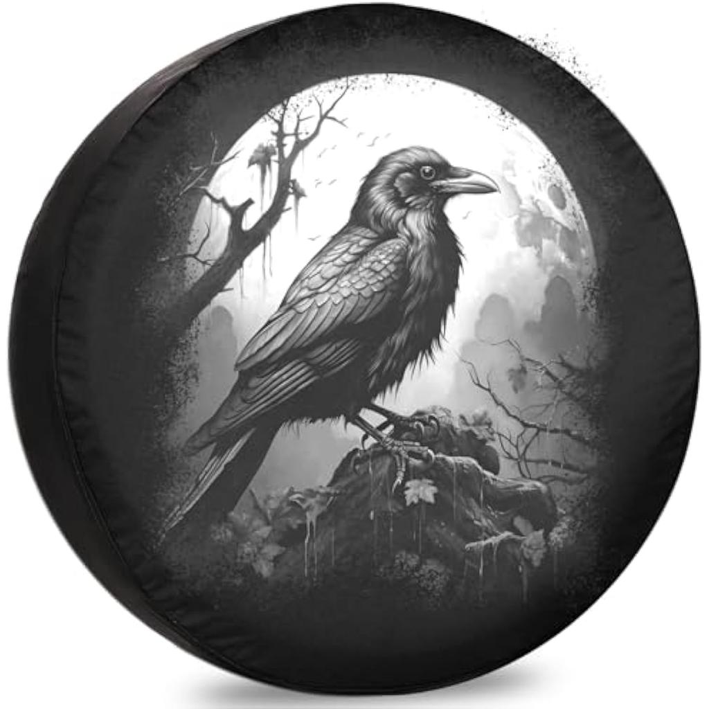 Tire Cover Dark Gothic Crow Weatherproof RV Trailer Dustproof Cover for SUV