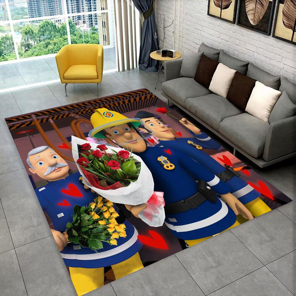 3D Classic Fireman Sam Child Cartoon Carpet Rug for Living Room Bedroom Home Sofa Decoration,Kids Play Non-slip Floor Mat Gift