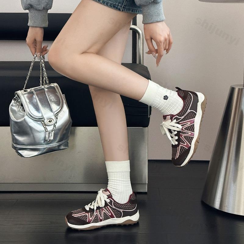 Fashion Women's Platform Sneakers Autumn New Soft Sole Breathable Comfortable Running Shoes Fashion Lace Up Height Increase Casual Shoes