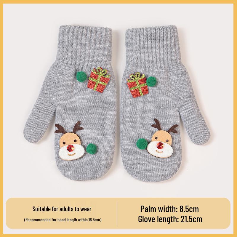 Gants d'hiver en laine à écran tactile dessin animé pour enfants et hommes - Conception à cinq doigts résistante au froid