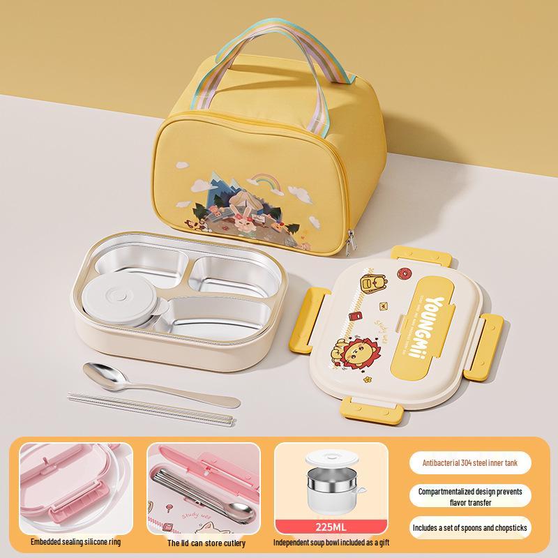 304 Stainless Steel Insulated Bento Box - Student Lunchbox with Food Compartments