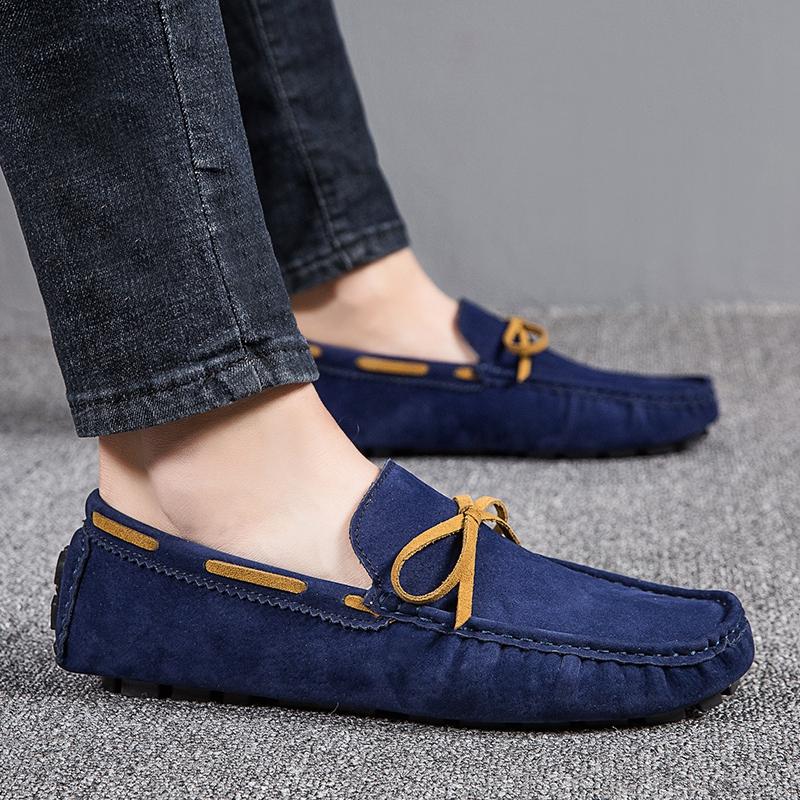 Damen Komfort Flats Casual Slip on Herren Mokassins Loafer Fahrschuhe Unisex Übergröße Wildlederschuhe Grün