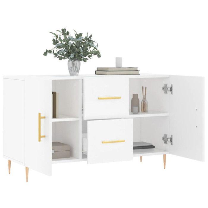 VidaXL Buffet, Armoire de Rangement avec Pieds, Meuble de Rangement, Organisateur Salon Salle de Séjour, Moderne, Blanc Bois 828156