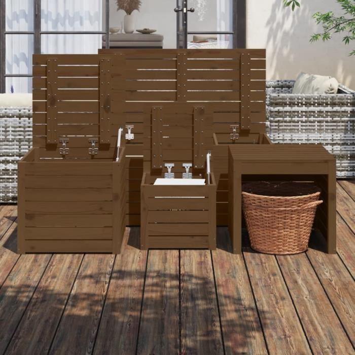 VidaXL Ensemble de boîtes de jardin 4 pcs marron miel bois pin massif 3154669
