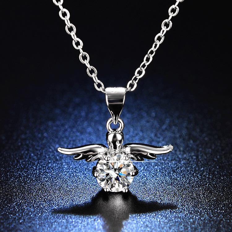 Herzförmige vierblättrige Kleeblatt Moissanit Halskette für Frauen - Xiaohongshu Douyin Kuaishou Influencer Kollektion