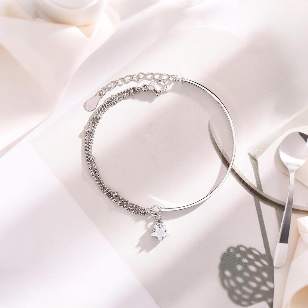 Double Layer Star Bracelet - Women's Hand Jewelry with Round Beads, Ideal Niche Celebrity and Best Friend Birthday Gift