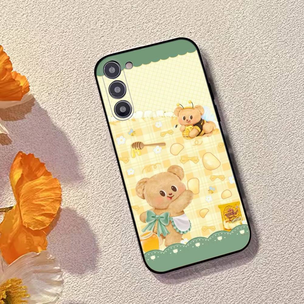 Cute Cartoon B-Butterbear Phone Case For Samsung Galaxy A73,A72,A71,A70,A53,A52,A51,Soft Silicone Black Cover
