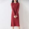 Women's Thickened Long Wool Sweater Dress - Round Neck, Slim Fit, Mid-Length, Warm Knitwear for Autumn and Winter