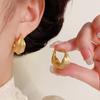 Wind gold irregular brushed rings, ear buckles, earrings, simple temperament, high-end earrings, women