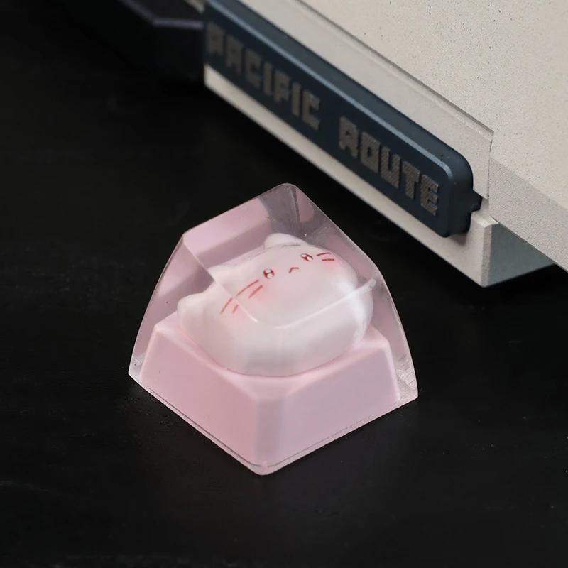 Translucent Cute Cartoon Cat Keycap Cross Axis Mechanical Keyboard Keycap Keyboard Decoration Keycap Keyboard Accessories