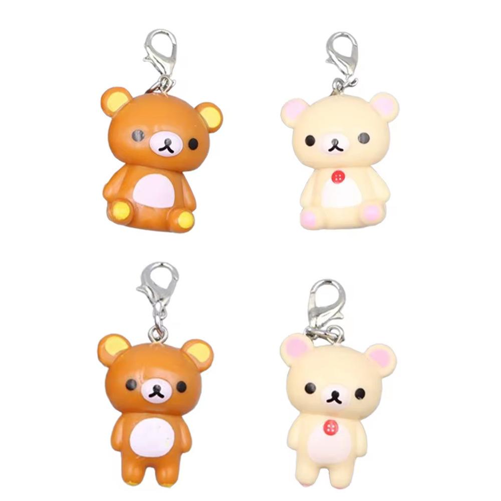 2pcs Kawaii Rilakkuma Easy Bear Keyrings Lazybear Doll Keychains Bag Clothing Puller Phone Rope Keyring Pendant Best Friend Gift