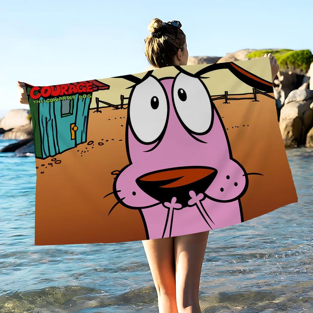 C-CORAGGIO Il Cane C-Codardo Telo Mare Asciugamano da Bagno Colorato per Ragazza Microfibra Asciugatura Rapida Personalizzato Senza Sabbia Spiaggia Palestra Piscina