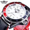WINNER 002 Men's Mechanical Watch Fashion Luxury Style Automatic Date Black Leather Strap Wristwatch for Male