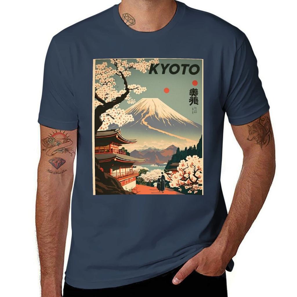 Kyoto Japan Vintage Travel Art Poster TShirt tops custom t shirt boys whites funny costumes mens plain t shirts