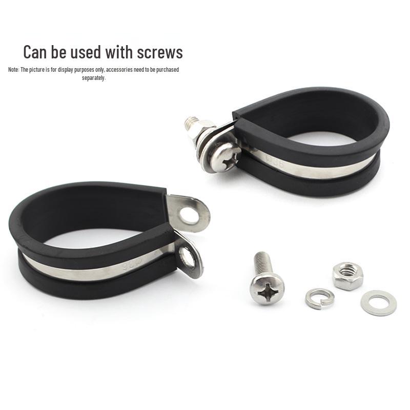 304 Stainless Steel Saddle Clamp with Rubber Strip - Pipe Support and U-Bolt Hose Clip